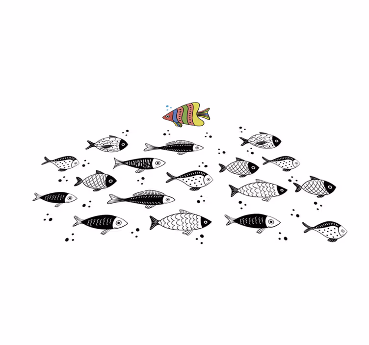 Mantel individual infantil peces blanco y negro - TenVinilo