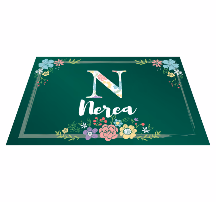 Individual mesa personalizable diseño floral inicial - TenVinilo