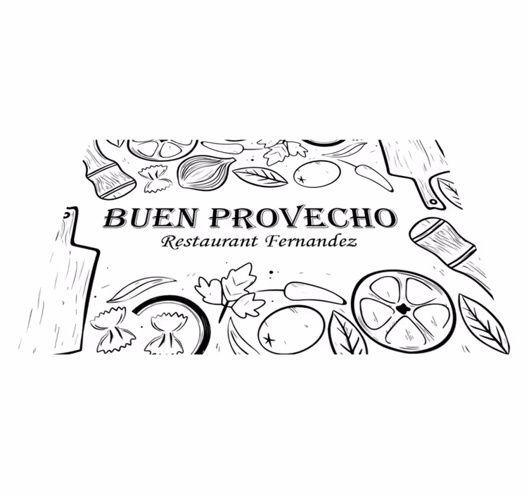 Individual mesa restaurante frase buen provecho - TenVinilo