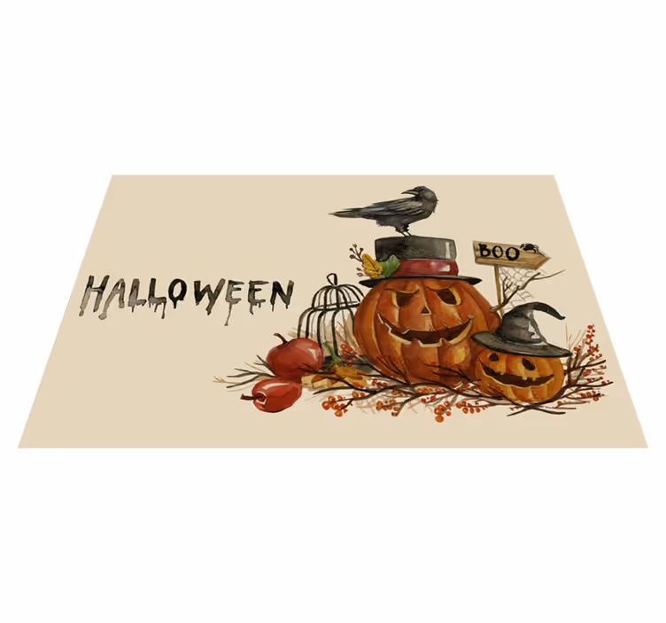 Individual mesa halloween arreglo festivo de calabazas - TenVinilo