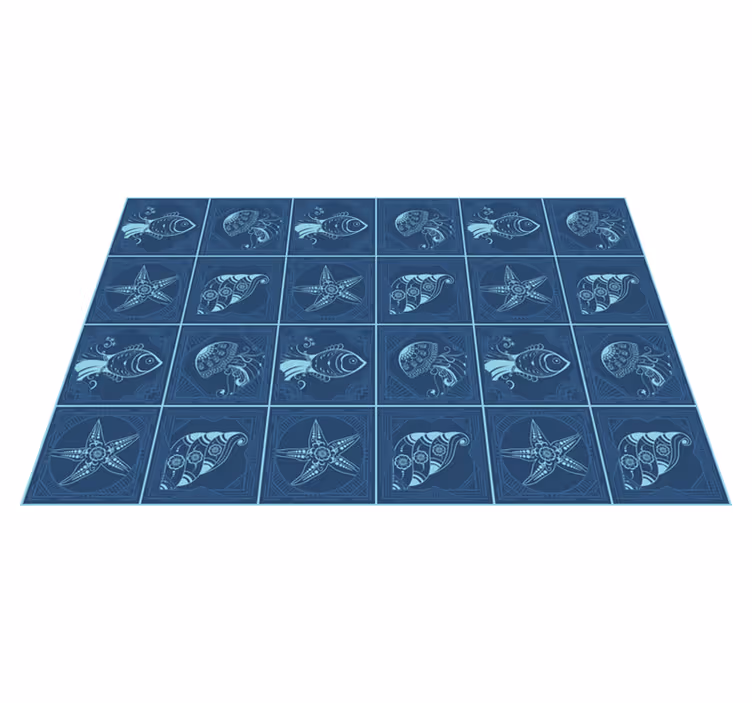 Mantel individual azul Azulejos oceánicos ornamentales - TenVinilo