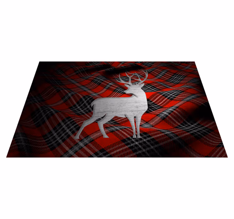 Individual mesa navideño cuadrillé rojo elegante - TenVinilo