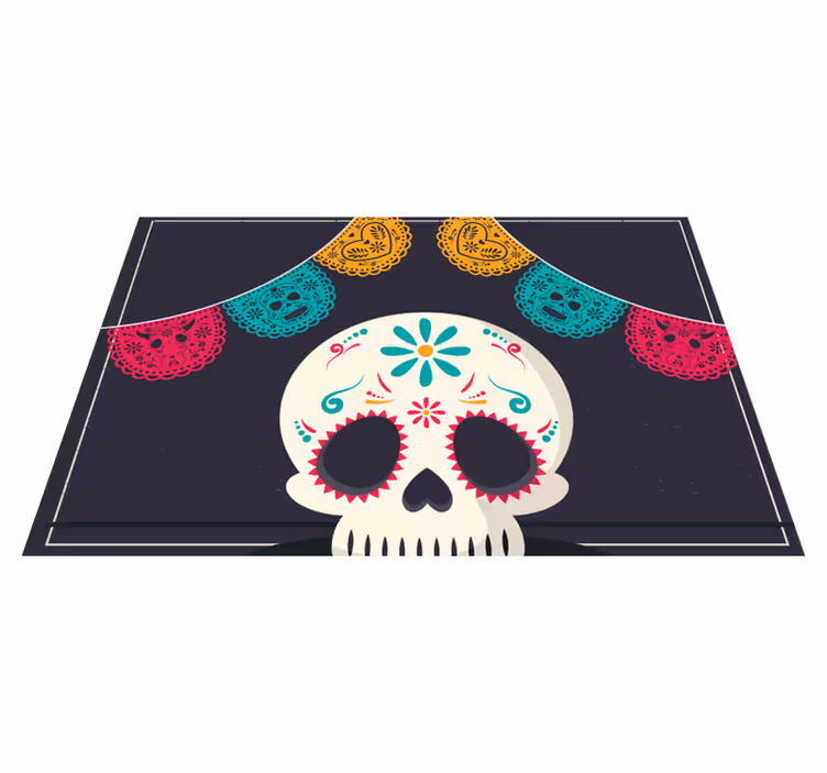 Individual mesa halloween bandera de calaveras colorida - TenVinilo