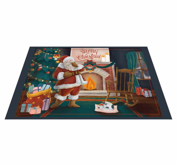 Mantel individual navideño Casa de navidad con santa - TenVinilo