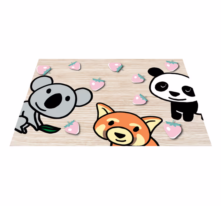 Mantel individual infantil Amigos panda feliz con corazones - TenVinilo