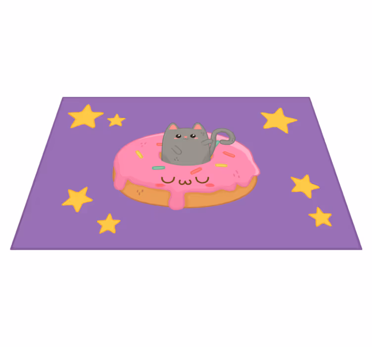 Individual mesa infantil gato lindo con donut - TenVinilo