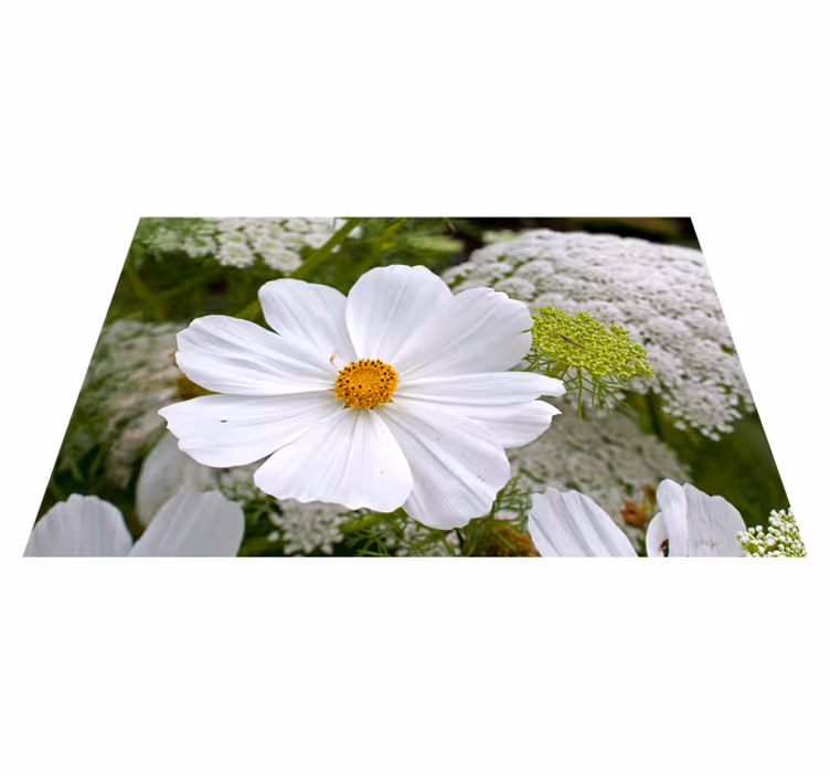 Mantel individual elegante Diseño de flor blanca grande - TenVinilo