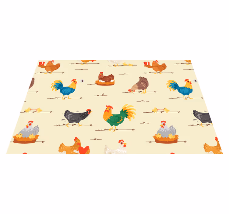 Individual mesa infantil patrones de gallinas coloridas - TenVinilo