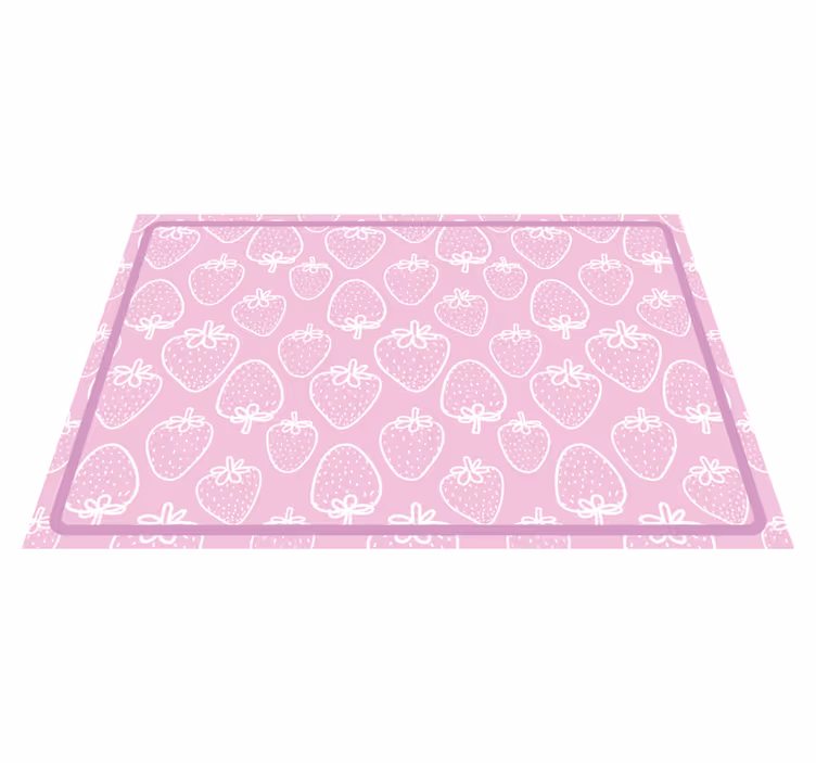 Mantel individual moderno Patrón de fresa rosa y blanco - TenVinilo