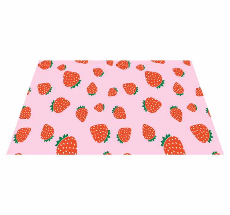 Mantel individual original Patrón de fresas sobre fondo rosa - TenVinilo