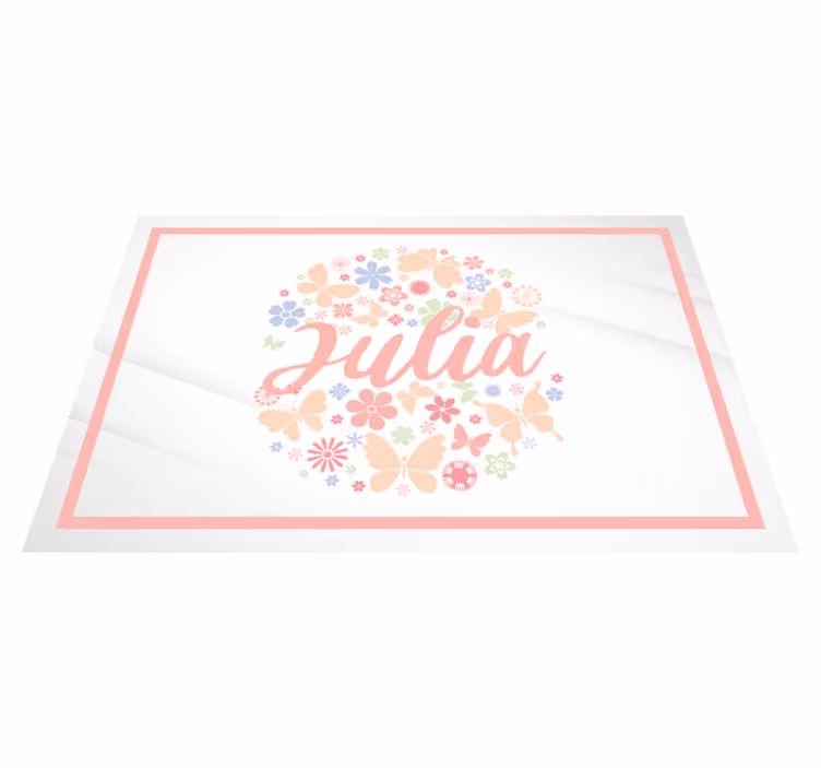 Mantel individual personalizable Círculo de mariposas con nombre - TenVinilo