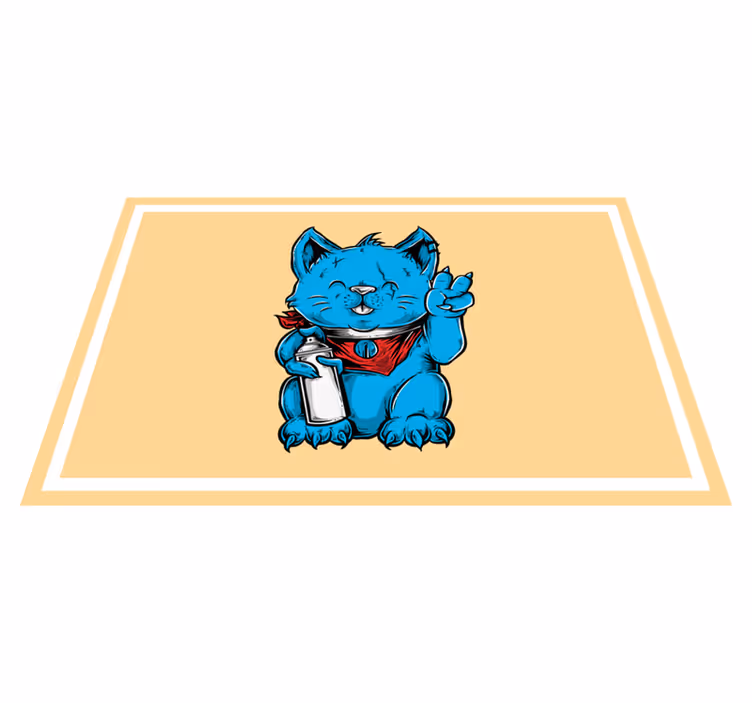 Individual mesa infantil gato azul alegre - TenVinilo
