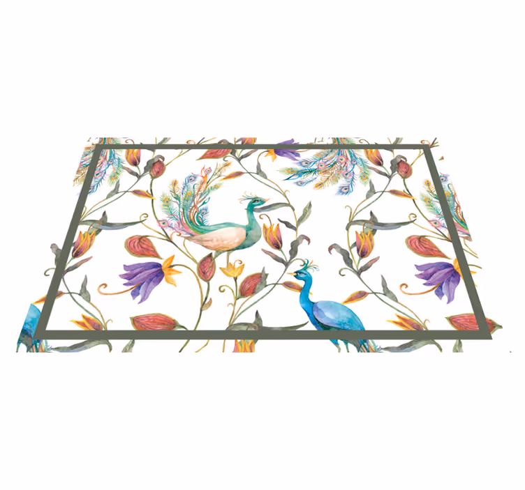 Individual mesa original patrón floral pavo real - TenVinilo