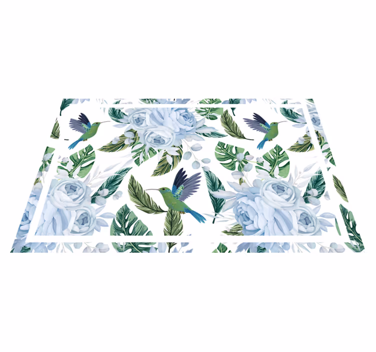 Individual mesa moderno patrón de colibrí floral - TenVinilo