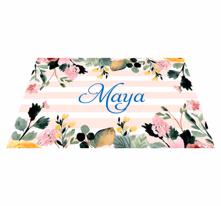 Individual mesa personalizable nombre floral - TenVinilo