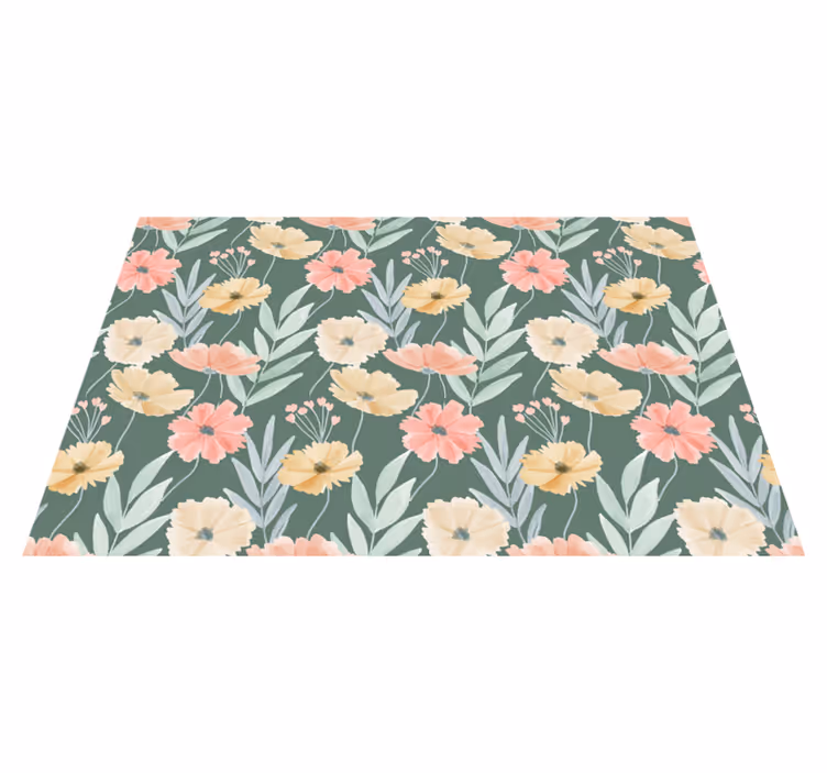 Individual mesa original patrón floral fondo verde - TenVinilo