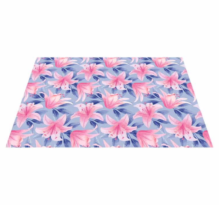 Individual mesa original patrón floral lirio rosa - TenVinilo