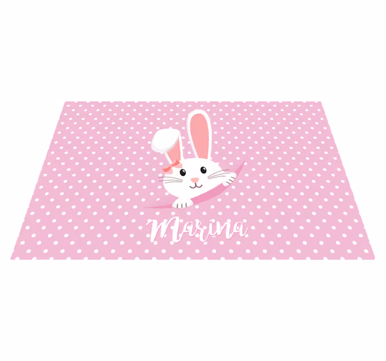 Mantel individual infantil Lindo conejito para niña con nombre - TenVinilo