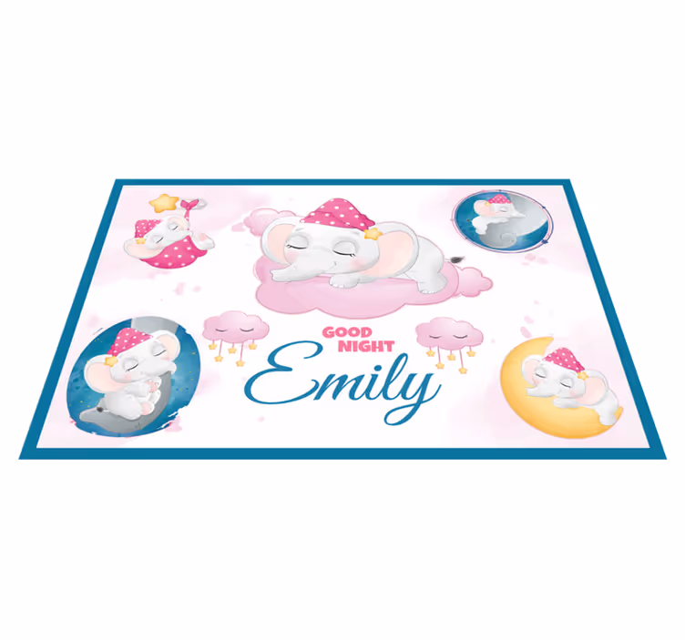 Mantel individual infantil Lindo elefante para niña con nombre - TenVinilo