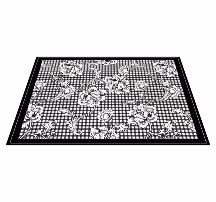 Individual mesa elegante patrón floral negro - TenVinilo