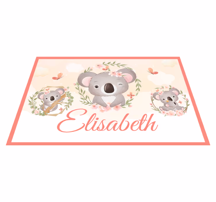 Mantel individual infantil lindos animales koala con nombre - TenVinilo