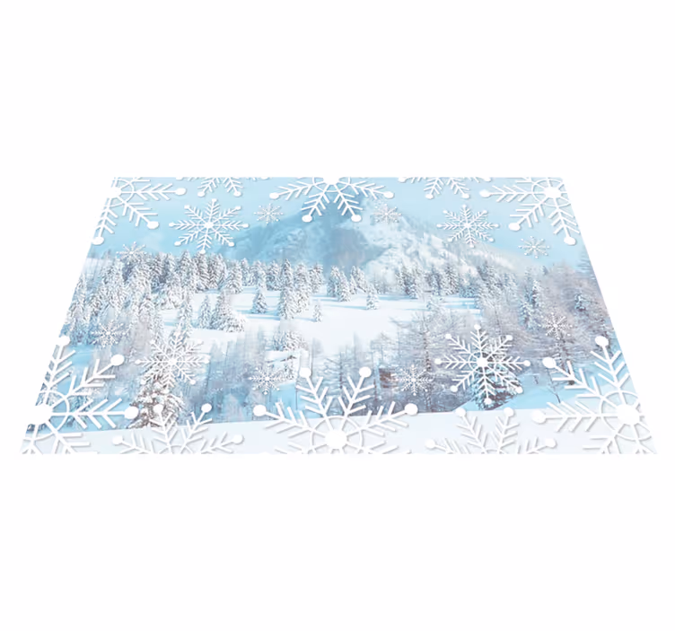Individual mesa navideño escena invernal copos de nieve - TenVinilo