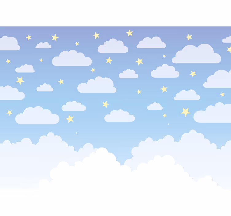 Mural para bebé nubes y estrellas - TenVinilo