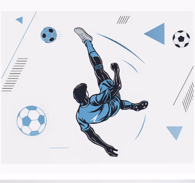 Mural juvenil jugador azul disparando - TenVinilo