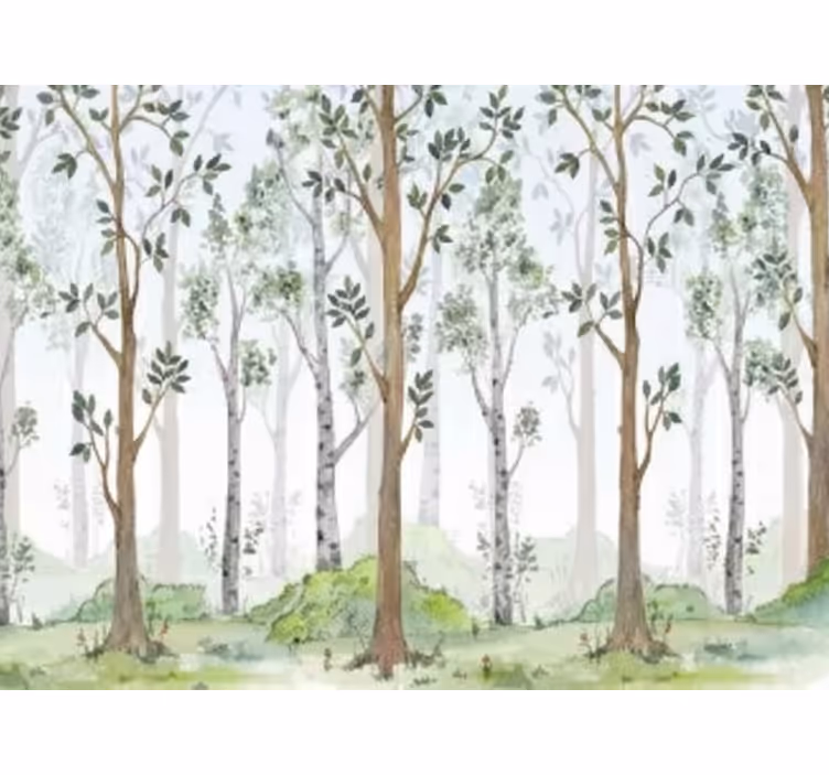 Mural de bosque elemento botánico minimalista - TenVinilo
