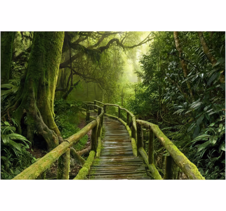 Mural de bosque pasarela cubierta de musgo - TenVinilo