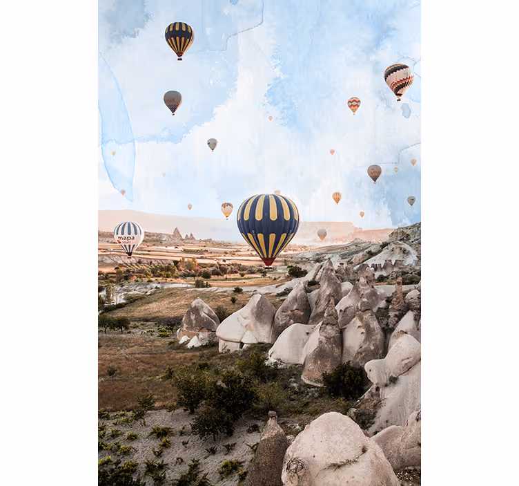 Mural de desierto con globos de aire de capadocia - TenVinilo
