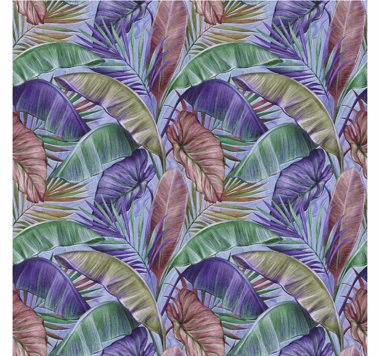 Mural de selva diseño de hojas moradas - TenVinilo