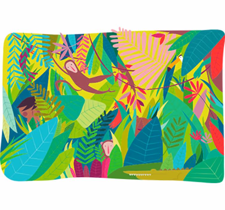 Mural de selva vinilo infantil mural del libro jungle - TenVinilo