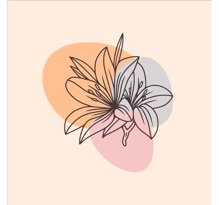 Papel mural beige diseño minimalista de flores - TenVinilo