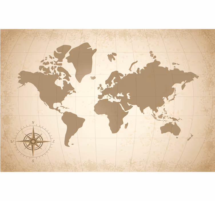 Papel mural beige mapa mundi antiguo vintage - TenVinilo