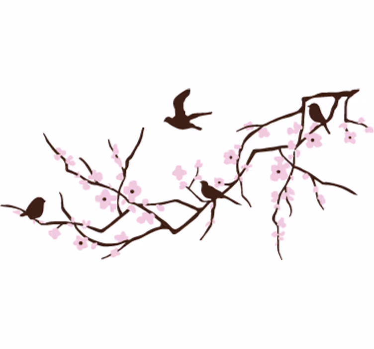 Papel mural blanco con vinilo decorativo de aves - TenVinilo