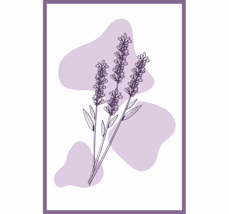 Papel mural lila dibujo de planta de lavanda - TenVinilo
