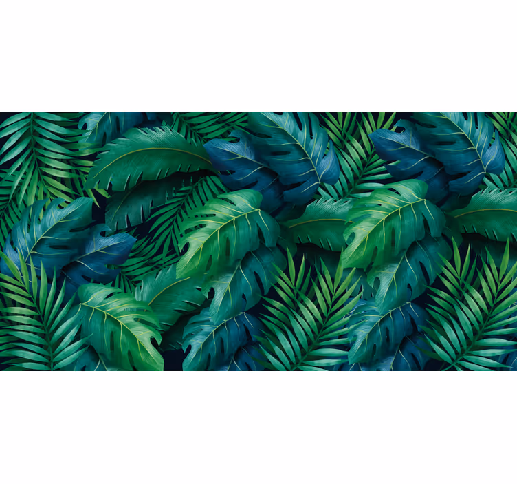 Mural para recibidor follaje tropical elegante - TenVinilo