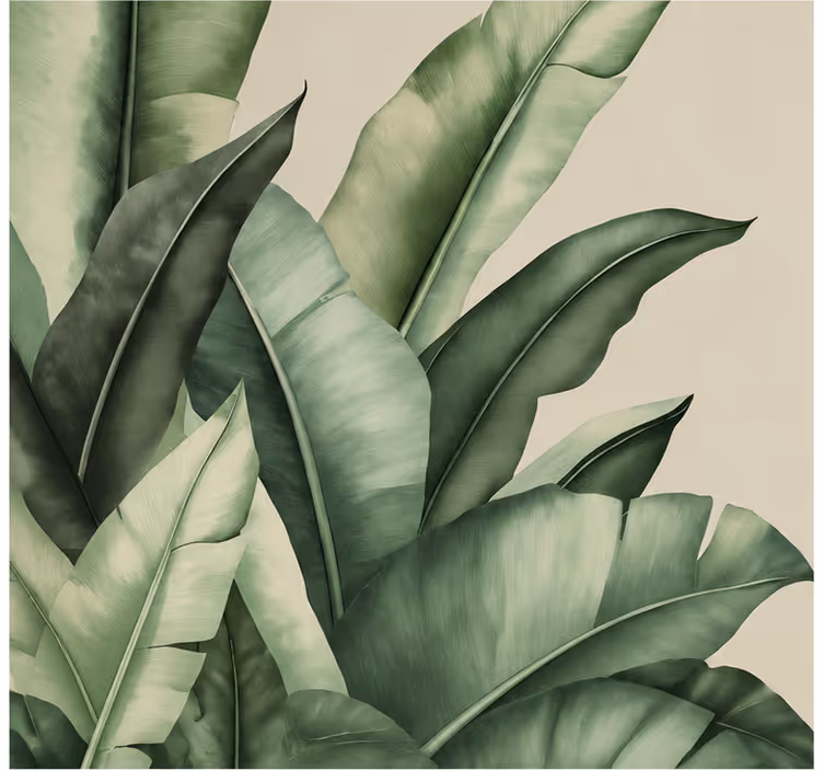 Mural de naturaleza hojas de plátano gráfico simple - TenVinilo