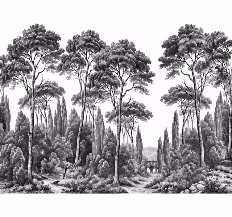 Mural de naturaleza blanco y negro - TenVinilo
