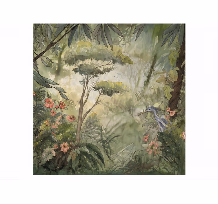 Mural de naturaleza aquarela jungla tropical - TenVinilo