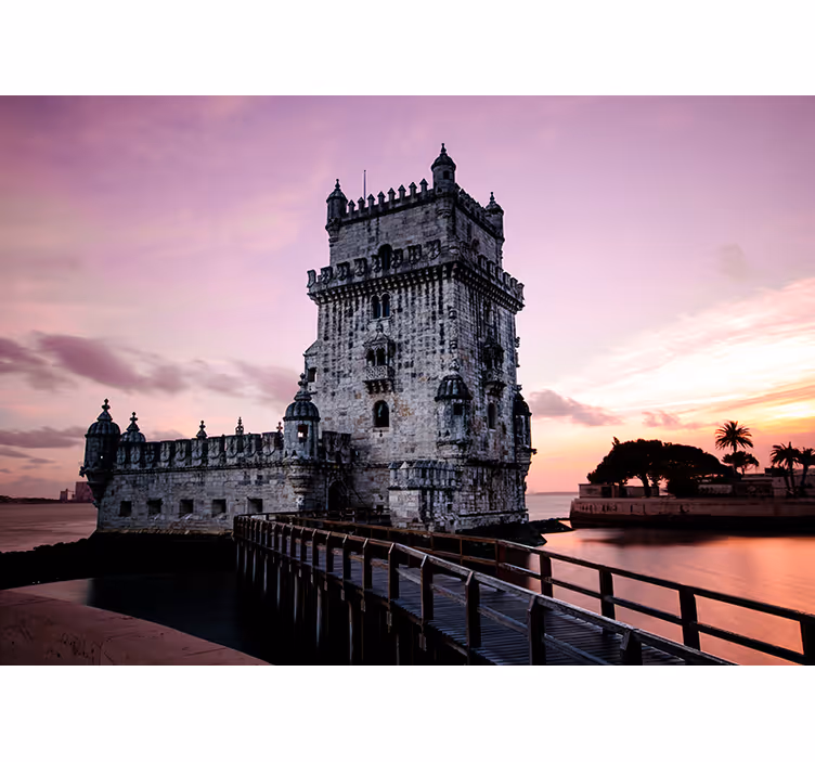 Fotomural paisaje torre de babel al amanecer - TenVinilo