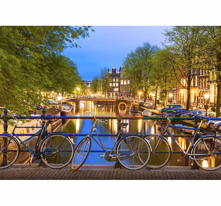 Mural de Ámsterdam crepúsculo del canal de amsterdam - TenVinilo