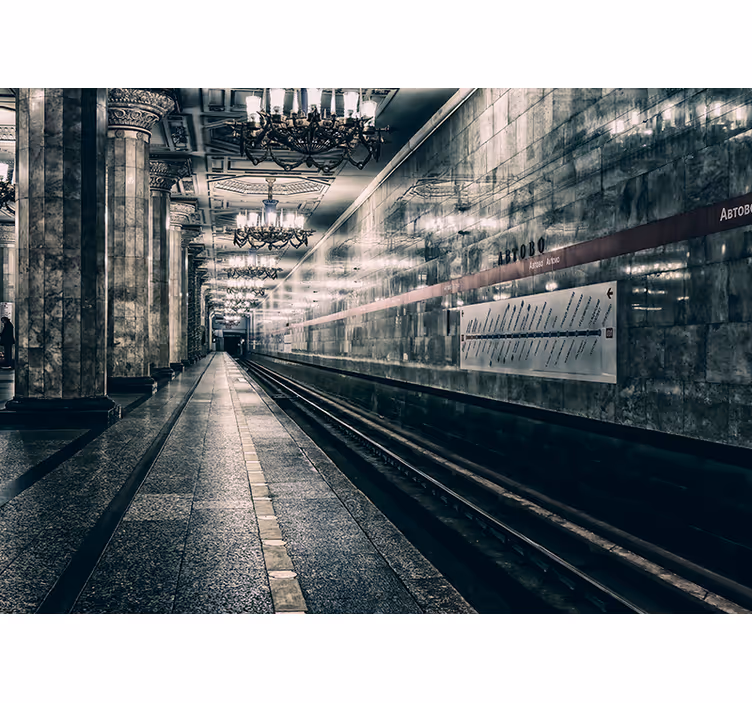 Fotomural efecto 3D túnel de metro - TenVinilo