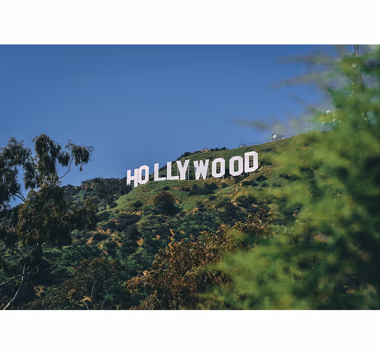 Mural ciudad paisaje del letrero de hollywood - TenVinilo