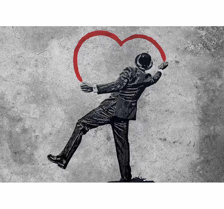 Mural graffiti gesto de amor en forma de corazón - TenVinilo