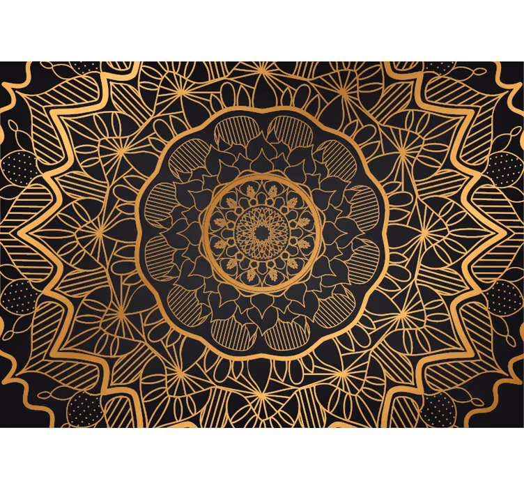 Fotomural Zen mandala dorado dormitorio salon - TenVinilo