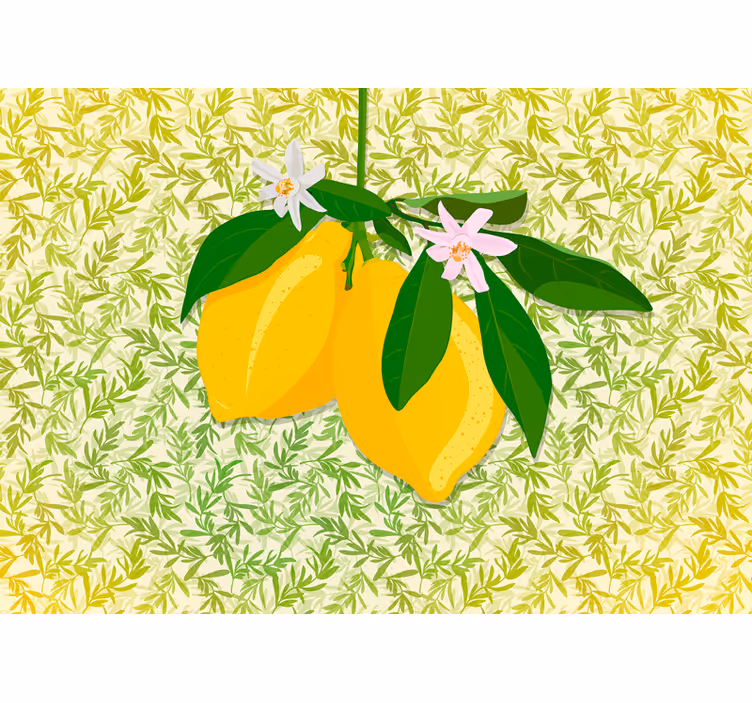 Fotomural flores limones con flores - TenVinilo