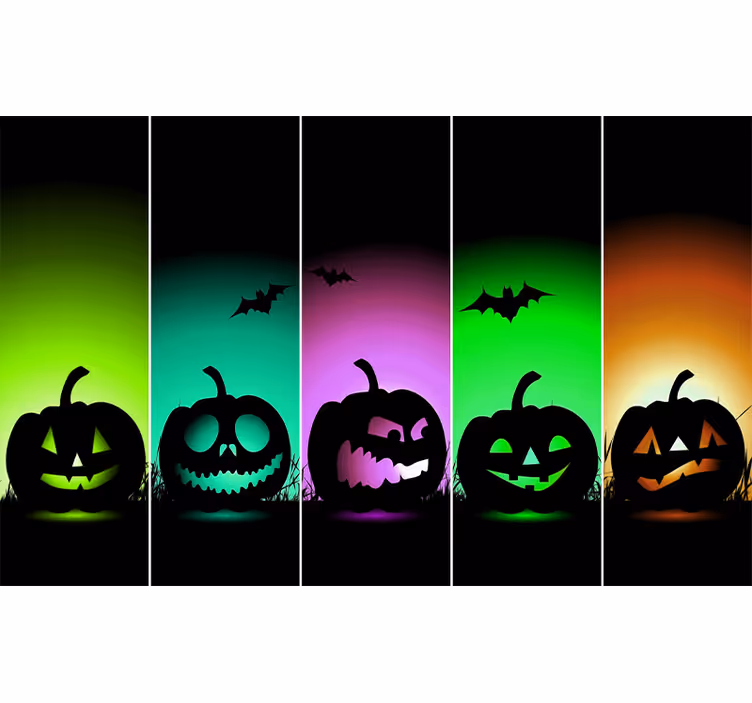 Mural halloween caras de calabaza - TenVinilo