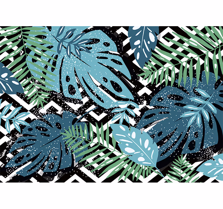 Mural de naturaleza elementos de hojas tropicales - TenVinilo